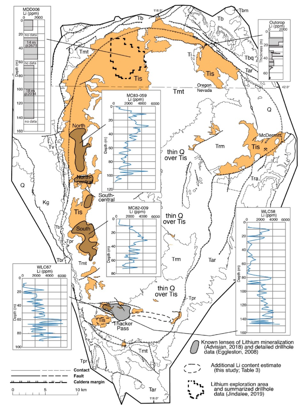 mcdermitt caldera lithium deposits map